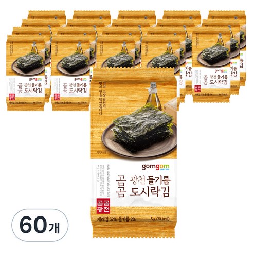 곰곰 광천 들기름 도시락김, 5g, 60개