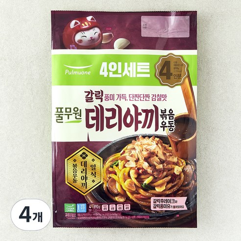 풀무원 갈릭 데리야끼 볶음 우동 4인분, 890g, 4개