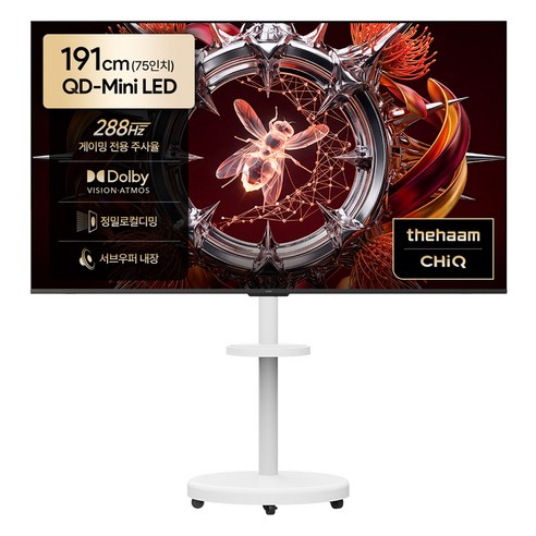 더함 4K UHD 구글 5.0 이동식 288Hz 스마트TV 패키지, 191cm(75인치), UA751MINILED N10S Google5.0 288Hz, 이동형 스탠드, 방문설치