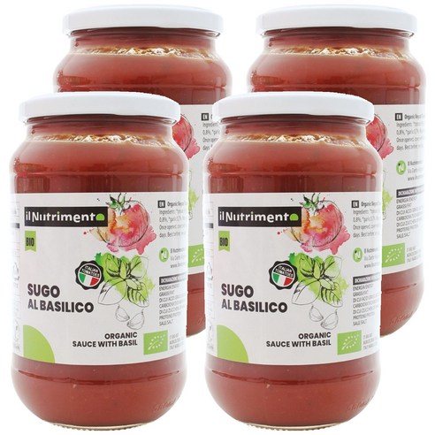 일뉴트리멘토 유기농 수고 알 바실리코 소스, 550g, 4개