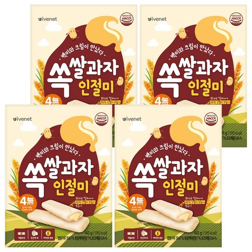 아이배냇 유아용 쏙쌀과자 40g, 인절미맛, 4개