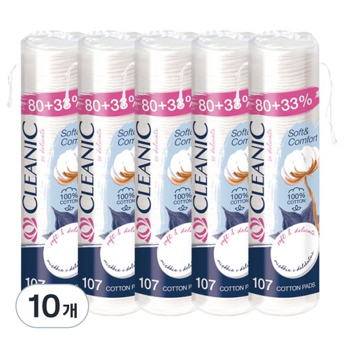 클레아닉 Pro Silk 소프트 앤 컴포트 화장솜, 107매입, 10개