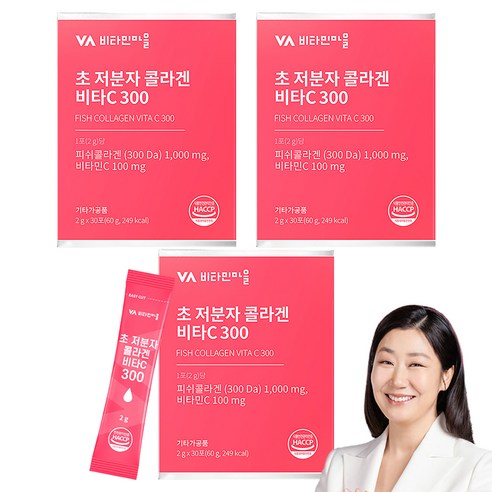 비타민마을 초 저분자 콜라겐 비타민C 300, 60g, 3개
