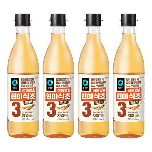청정원 정통발효 현미 식초, 470ml, 4개