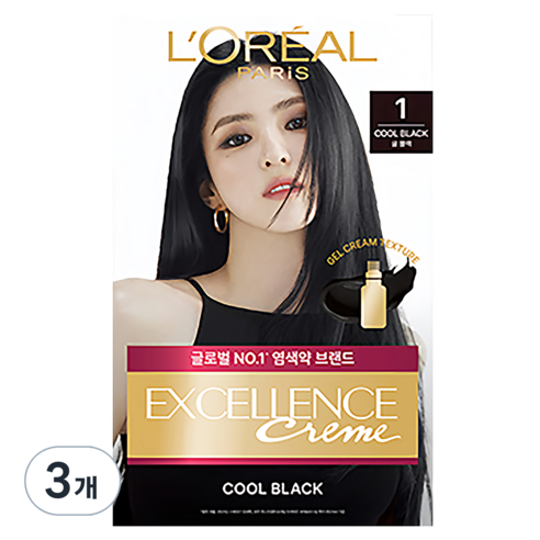 로레알파리 NEW 엑셀랑스 크림, 1호 쿨블랙, 3개