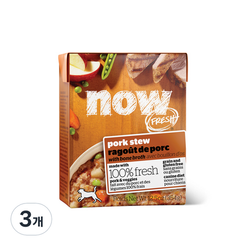 나우 프레쉬 테트라 스튜 강아지 주식 파우치, 돼지, 354g, 3개