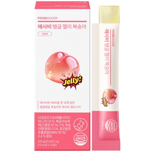 푸드올로지 애사비 탱글 젤리 복숭아맛 NMN, 1개, 10회분