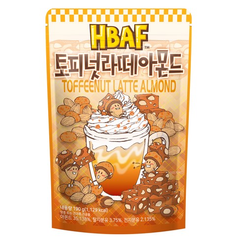 바프 토피넛라떼 아몬드, 190g, 5개
