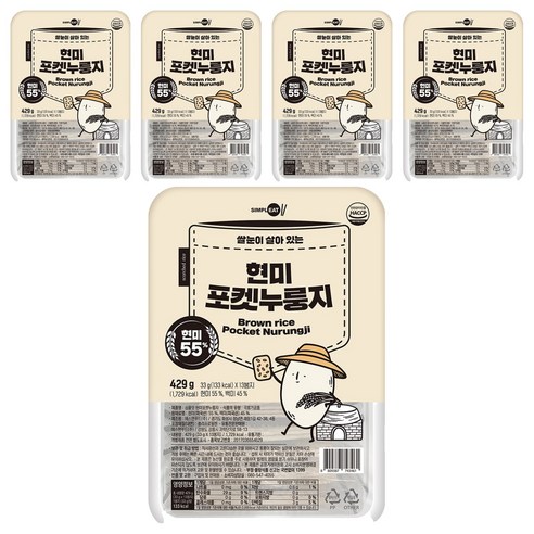 심플잇 현미포켓누룽지, 429g, 5개