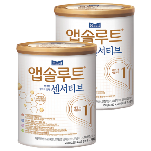 앱솔루트 센서티브 분유 1단계, 450g, 2개