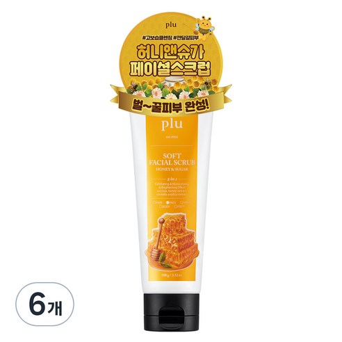 플루 소프트 페이셜 스크럽 허니 앤 슈가, 100g, 6개