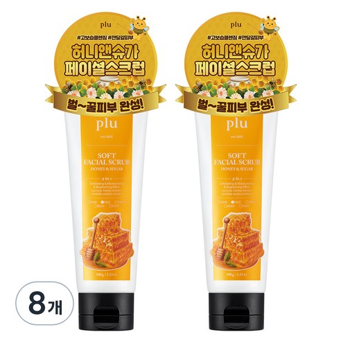 플루 소프트 페이셜 스크럽 허니 앤 슈가, 100g, 8개