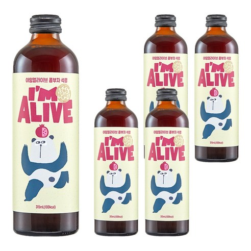 아임얼라이브 콤부차 유리병 석류, 315ml, 1개입, 5개