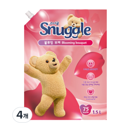 스너글 초고농축 섬유유연제 블루밍 부케 리필, 1.5L, 4개