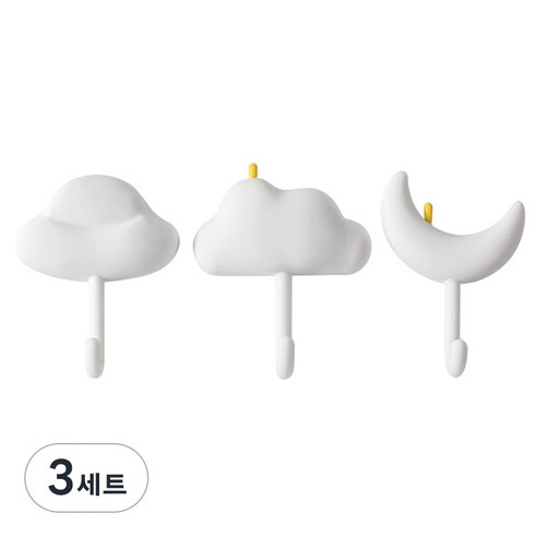 한봄누리 접착식 강력 후크 걸이 현관 주방 욕실 다용도 벽걸이 3종 세트, 3세트, 화이트