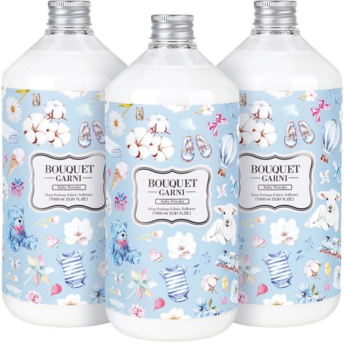 부케가르니 딥퍼퓸 섬유유연제 베이비파우더, 1000ml, 3개