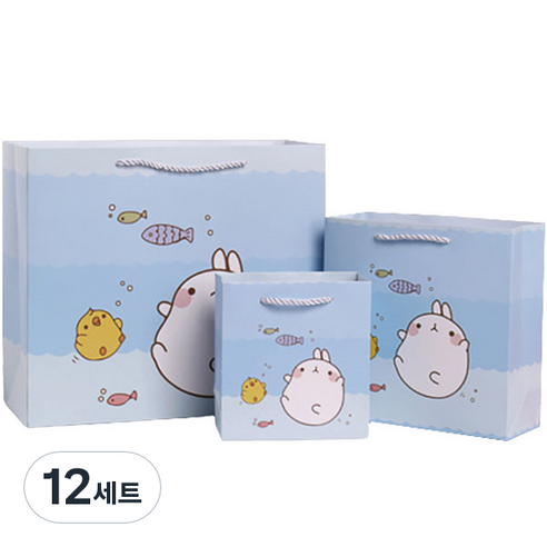 마켓감성 순수그림 선물포장가방 3종 세트, 해저, 12세트
