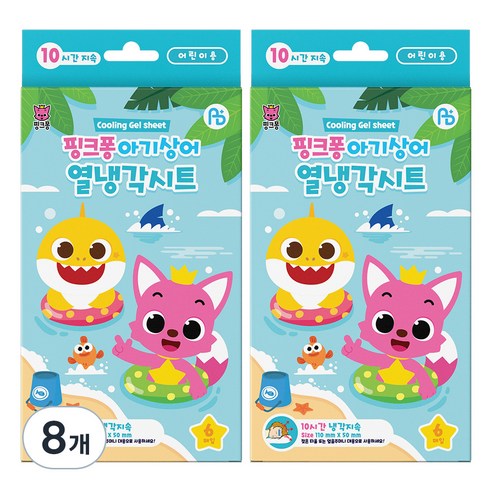 ABPLUS 아텍스 핑크퐁 아기상어 열냉각 해열시트, 6개입, 8개