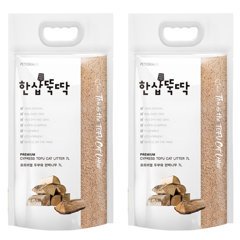 한삽뚝딱 프리미엄 고양이 두부모래 편백나무, 4.9kg, 2개
