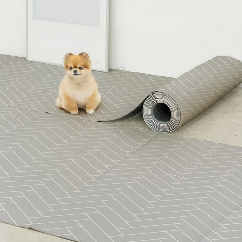 디팡 펫플레이 강아지매트 폴딩타입 140폭, 뉴헤링본 그레이, 8칸(480cm x 140cm x 4mm)