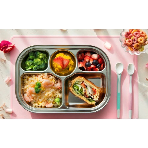건강과 즐거움을 담은 우리 아이 맞춤 식판, 그로미미 스테인리스 식판 세트