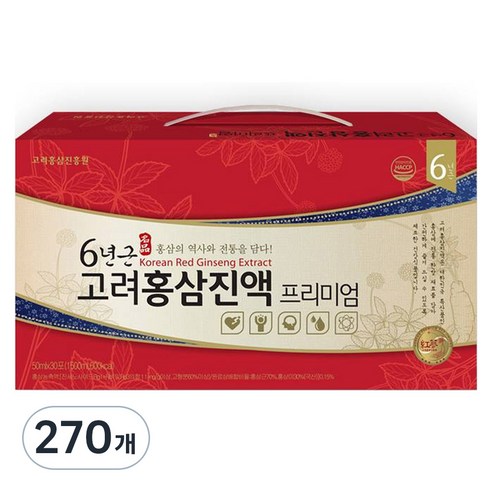 고려홍삼진흥원 6년근 고려홍삼진액 프리미엄, 50ml, 270개