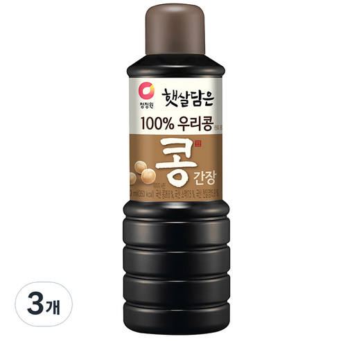 청정원 햇살담은 우리콩 간장, 500ml, 3개
