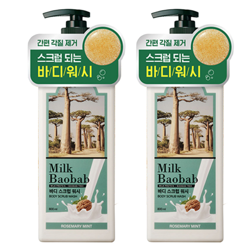 밀크바오밥 바디 스크럽 워시 로즈마리민트향, 800ml, 2개