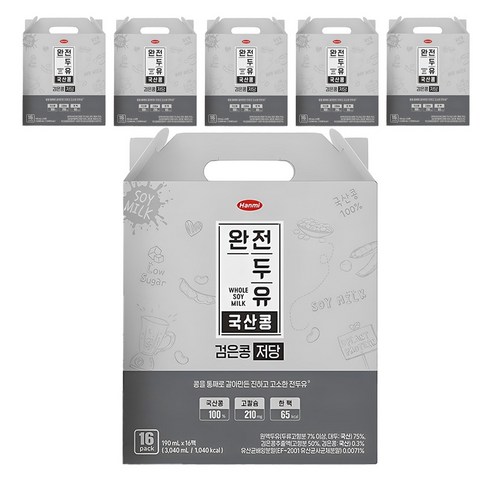 한미 완전두유 국산콩 검은콩 저당, 190ml, 80개