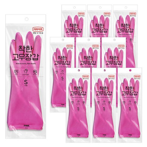 롯데이라이프 착한 고무장갑, 핑크, 소(S), 10세트