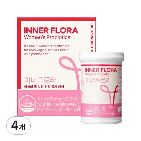 유한건강생활 이너플로라 UREX 프로바이오틱스 유산균, 30정, 4개