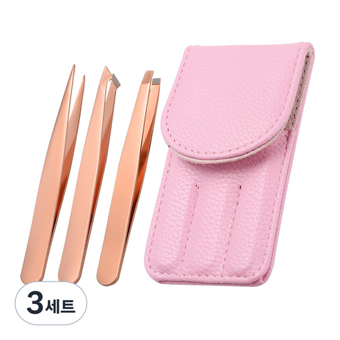 핀셋 족집게 3종 세트, 로즈골드, 3세트