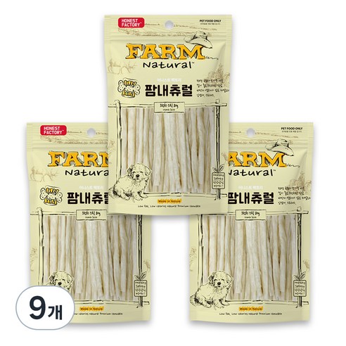 FARM 강아지 크런치앤츄이 스틱껌 간식, 우유맛, 80g, 9개