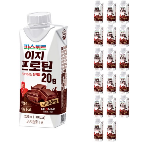 파스퇴르 이지프로틴 저당 초코, 250ml, 18개