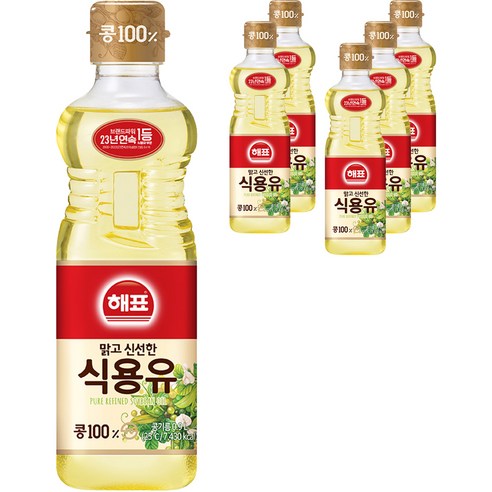   해표 맑고 신선한 식용유, 900ml, 6개