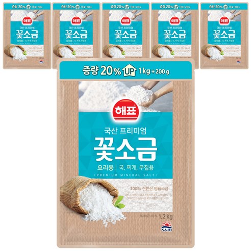 해표 꽃소금, 1.2kg, 6개