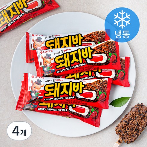 롯데웰푸드 롯데 돼지바 (냉동), 70ml, 6개입, 4개