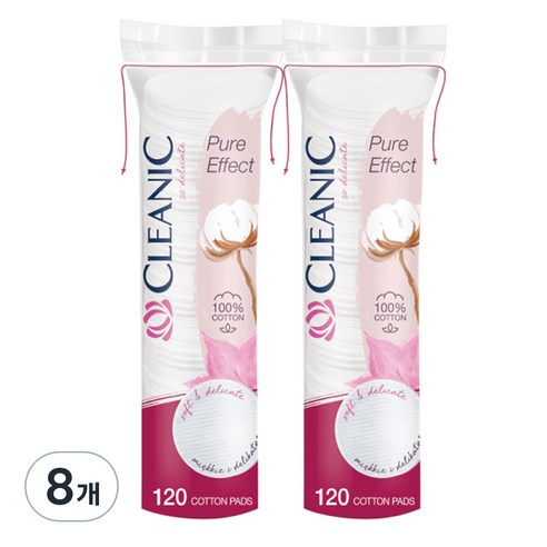 클레아닉 순면 원형 화장솜, 120개입, 8개