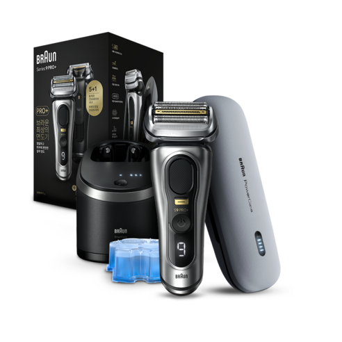 BRAUN 시리즈 9 PRO+ 전기면도기 + 파워 케이스, 9577cc, 실버