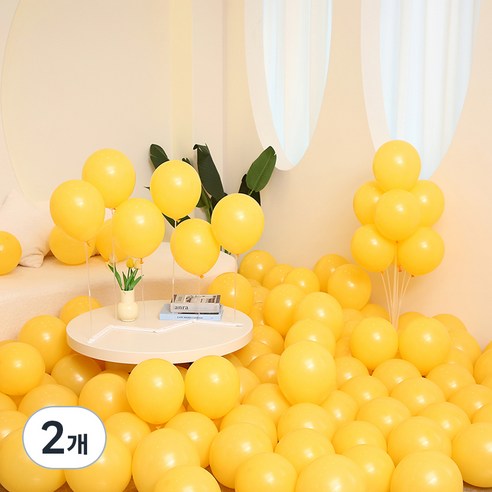 피앤비유니티 스탠다드 라운드 풍선 25cm 100p, 15레몬옐로우, 2개