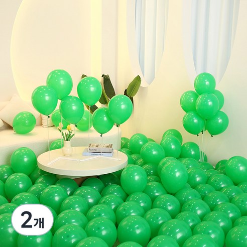 피앤비유니티 스탠다드 라운드 풍선 25cm 100p, 22그린, 2개