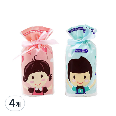 신일홈베이킹마트 해피데이 리본 포장주머니 20p, 혼합색상, 4개