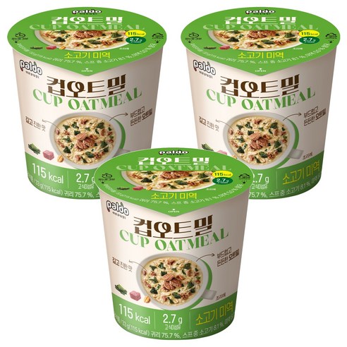 팔도 컵오트밀 소고기미역, 33g, 3개