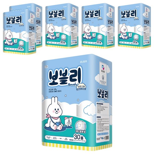 보블리 천연펄프 3겹 고급롤화장지, 25m, 30개입, 6개