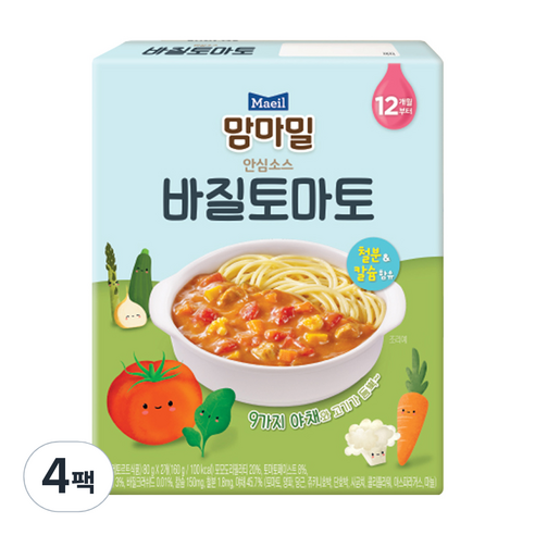 맘마밀 안심소스 바질토마토 2p, 80g, 4팩