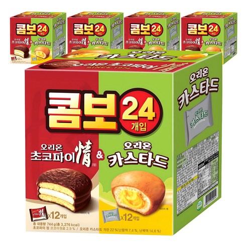 오리온 초코파이 정 39g x 12p + 카스타드 23g x 12p, 744g, 5세트