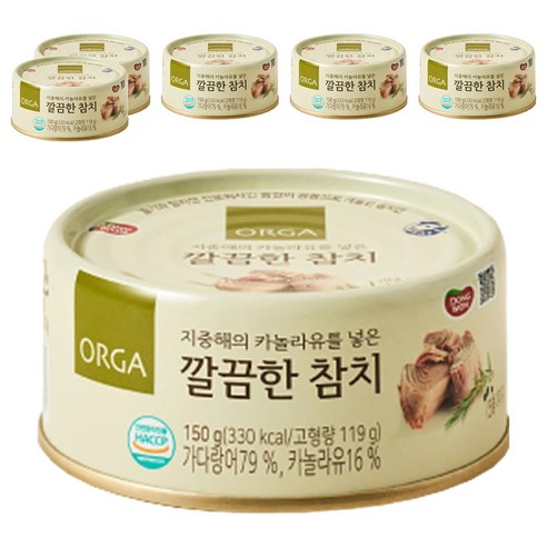 올가홀푸드 깔끔한 참치 통조림, 150g, 6개