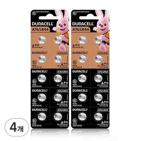듀라셀 알카라인 코인건전지 LR44/A76, 10개입, 4개