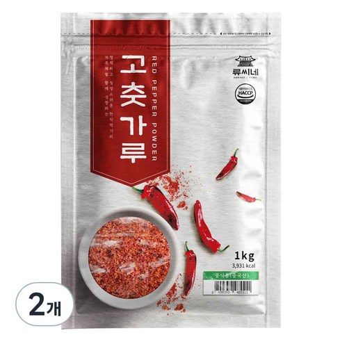 류씨네 중국산 고춧가루 중식용, 1kg, 2개