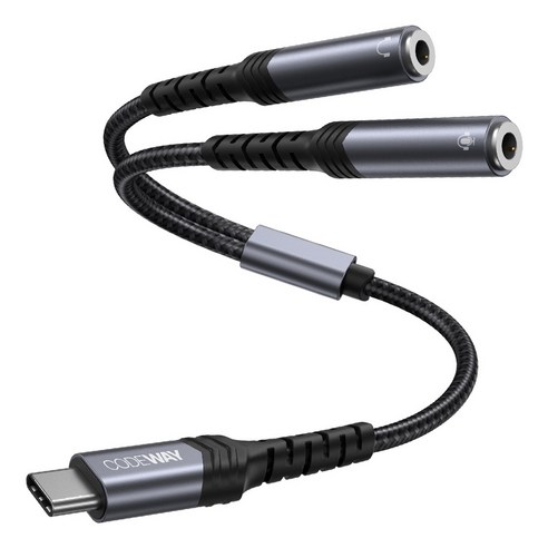 코드웨이 usb c타입 to 3.5 이어폰 듀얼 젠더, 0.28m, 그레이(듀얼), 1개